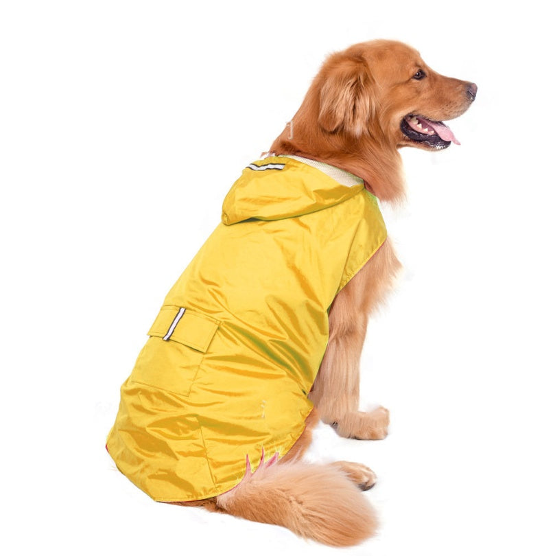 KFX-7060029 Reflective Waterproof Hooded Raincoat Poncho for Big Dogs - Two-Legged Design
