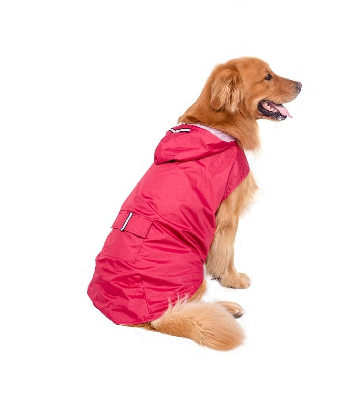 KFX-7060029 Reflective Waterproof Hooded Raincoat Poncho for Big Dogs - Two-Legged Design
