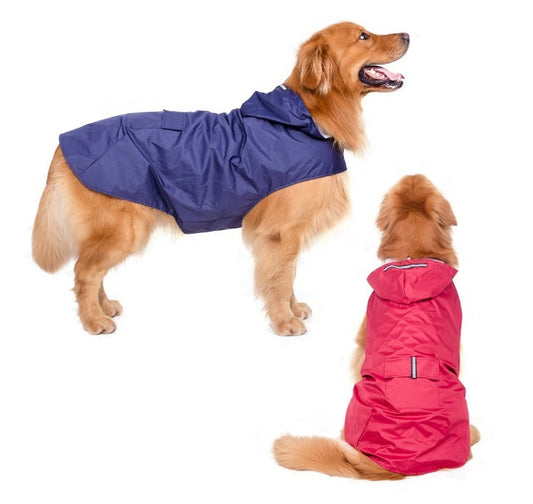KFX-7060029 Reflective Waterproof Hooded Raincoat Poncho for Big Dogs - Two-Legged Design