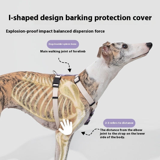 KFX-7060925 I-shaped Anti-Breaking Loose Nylon Pet Harness for Dogs in Milk Purple and Olive Gray