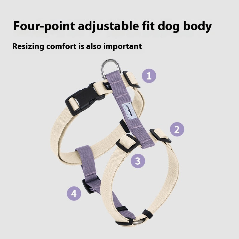 KFX-7060925 I-shaped Anti-Breaking Loose Nylon Pet Harness for Dogs in Milk Purple and Olive Gray
