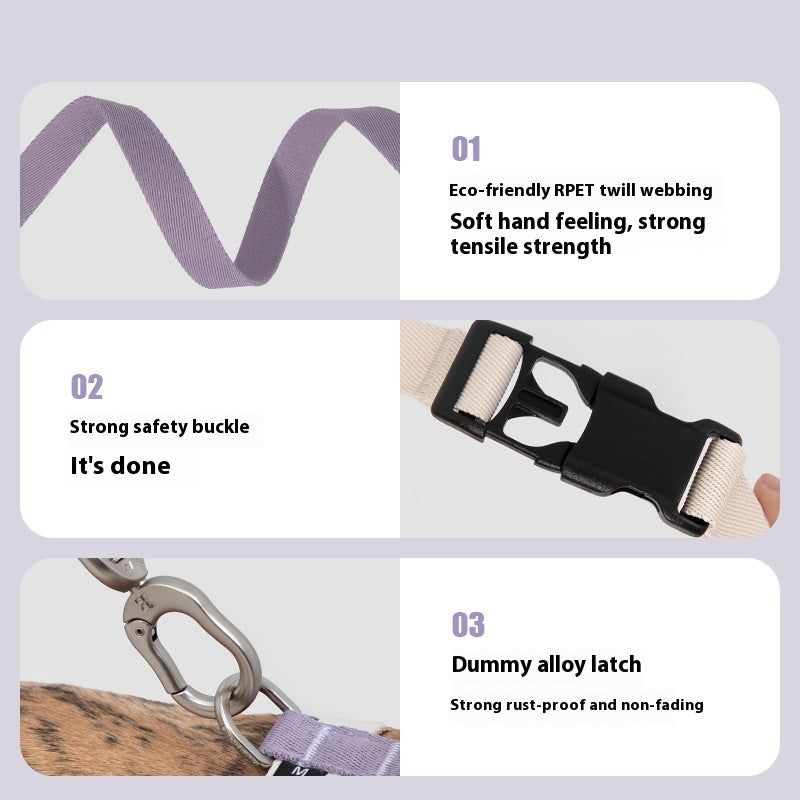 KFX-7060925 I-shaped Anti-Breaking Loose Nylon Pet Harness for Dogs in Milk Purple and Olive Gray