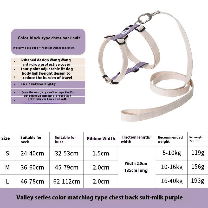 KFX-7060925 I-shaped Anti-Breaking Loose Nylon Pet Harness for Dogs in Milk Purple and Olive Gray