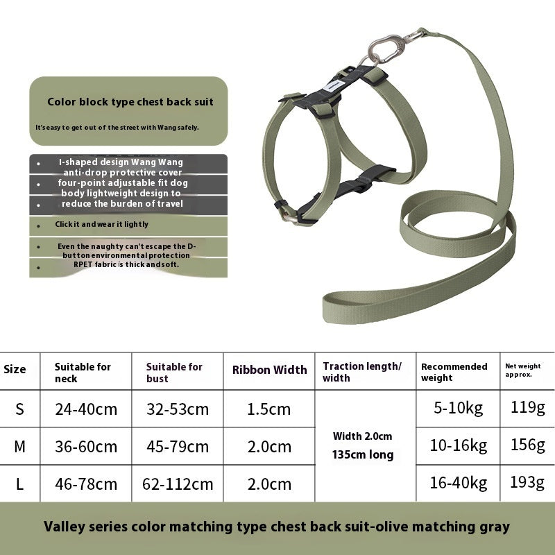 KFX-7060925 I-shaped Anti-Breaking Loose Nylon Pet Harness for Dogs in Milk Purple and Olive Gray