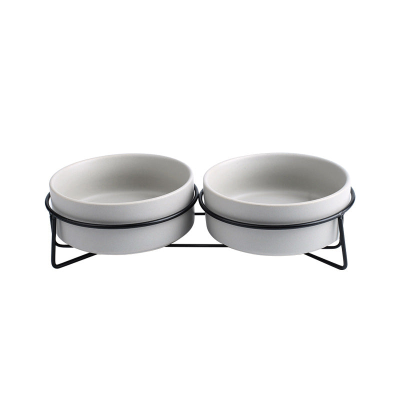 KFX-7061821 Cervical Spine Protective Pet Bowl with Iron and Wooden Frames - Available in Various Sizes and Colors