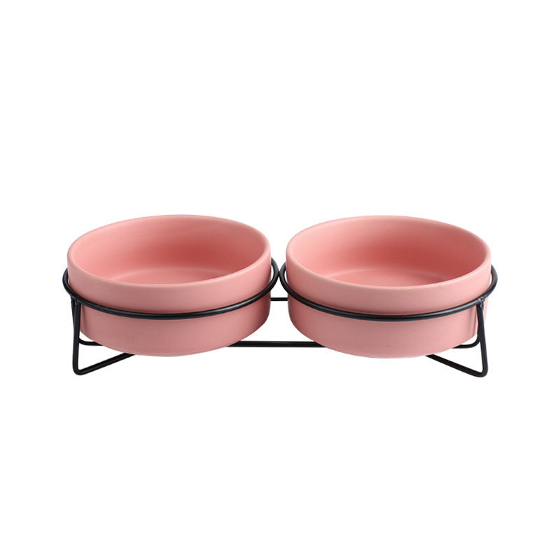 KFX-7061821 Cervical Spine Protective Pet Bowl with Iron and Wooden Frames - Available in Various Sizes and Colors