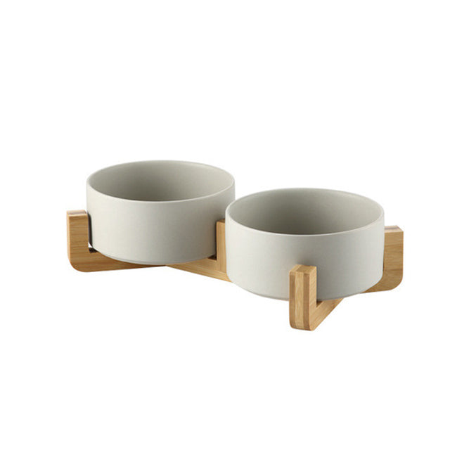 KFX-7061821 Cervical Spine Protective Pet Bowl with Iron and Wooden Frames - Available in Various Sizes and Colors