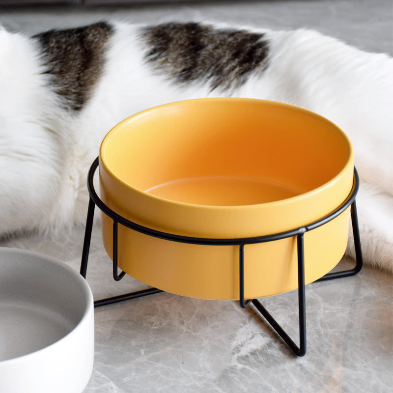 KFX-7061821 Cervical Spine Protective Pet Bowl with Iron and Wooden Frames - Available in Various Sizes and Colors