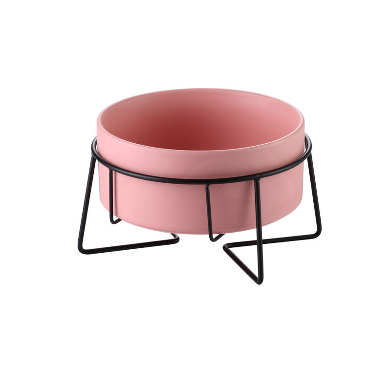KFX-7061821 Cervical Spine Protective Pet Bowl with Iron and Wooden Frames - Available in Various Sizes and Colors