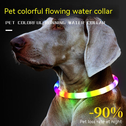 KFX-7063613 Luminous USB Charging Silicone Dog Collar with Multiple Color Modes