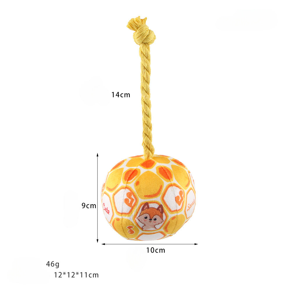 KFX-7064893 Interactive Cotton Rope Dog Toy with Cartoon Football Design for Tug of War and Dental Care