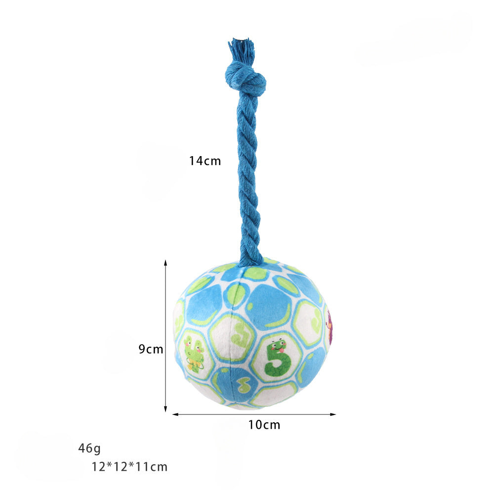 KFX-7064893 Interactive Cotton Rope Dog Toy with Cartoon Football Design for Tug of War and Dental Care