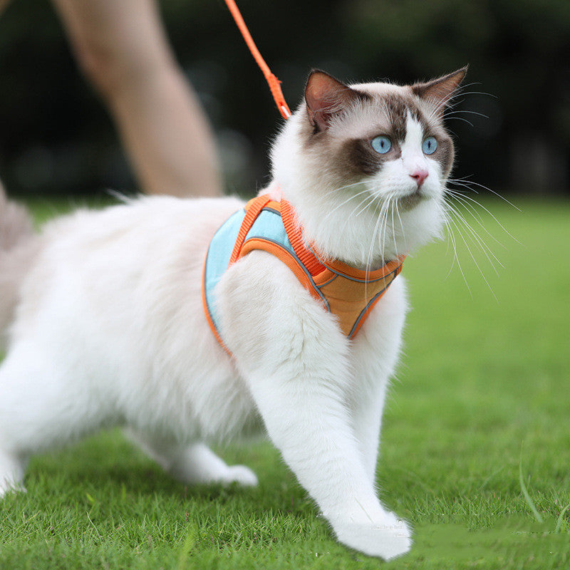 KFX-7066685 Reflective Anti-Escape Cat Harness with Leash - Suede Material, Various Colors, Sizes S to L