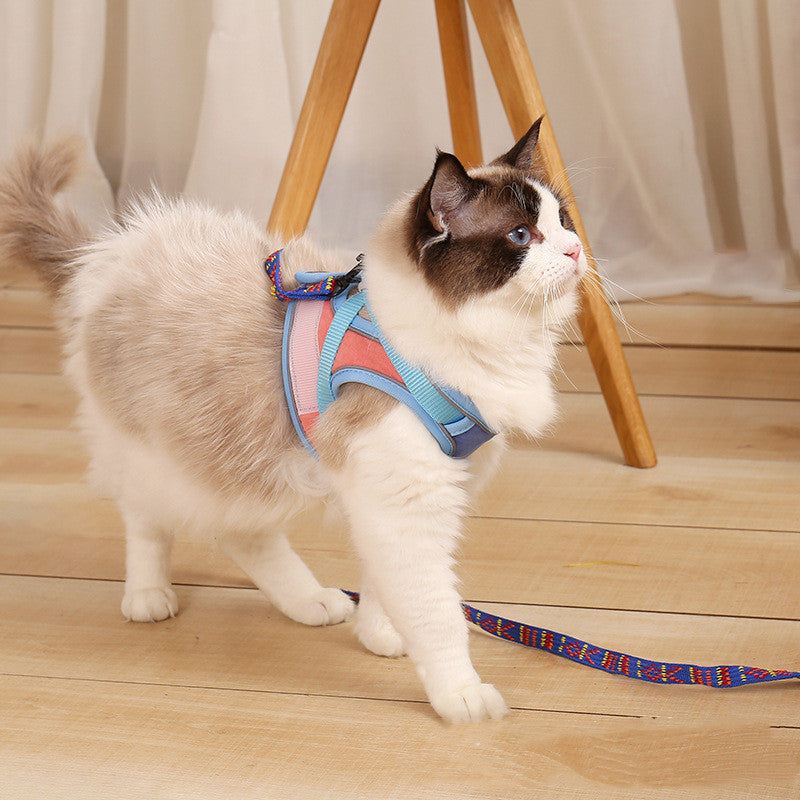 KFX-7066685 Reflective Anti-Escape Cat Harness with Leash - Suede Material, Various Colors, Sizes S to L