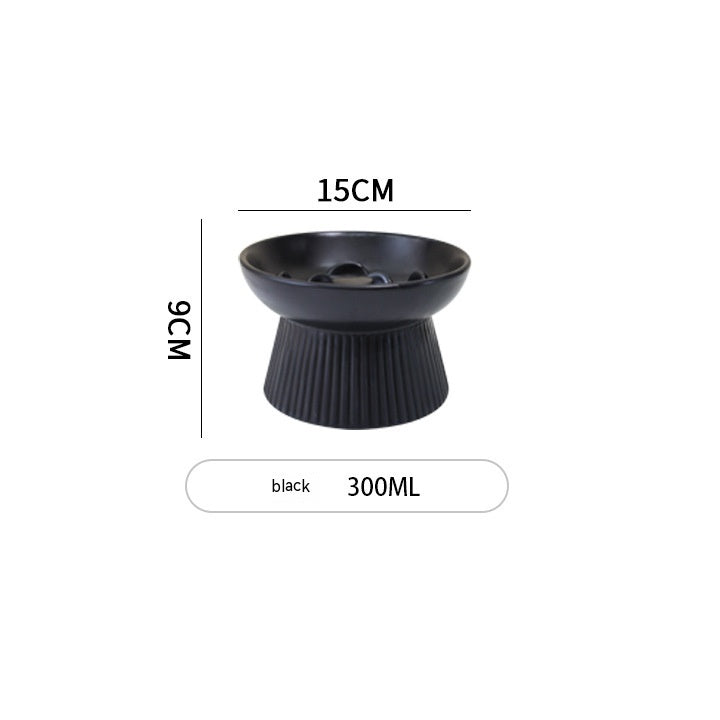 KFX-7067581 Ceramic High Foot Slow Feed Pet Bowl for Cats and Dogs - Anti-Choke Design and Tumble Resistant