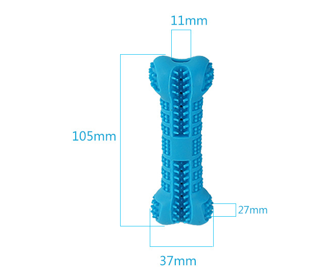 KFX-7068221 Sky Blue Silicone Bone Toothbrush Toy for Pet Dogs