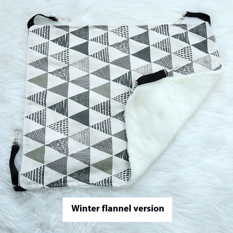 KFX-7069245 Fleece-Lined Cat Hammock in Various Winter Patterns - Comfortable Pet Bed for Cats