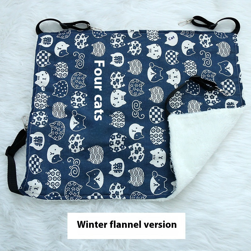 KFX-7069245 Fleece-Lined Cat Hammock in Various Winter Patterns - Comfortable Pet Bed for Cats