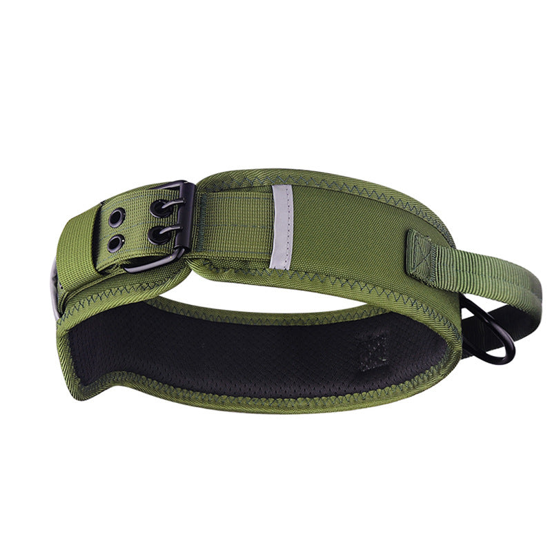 KFX-7069373 Camouflage Nylon Dog and Horse Collar in Military Green and Black, Sizes M-L-XL