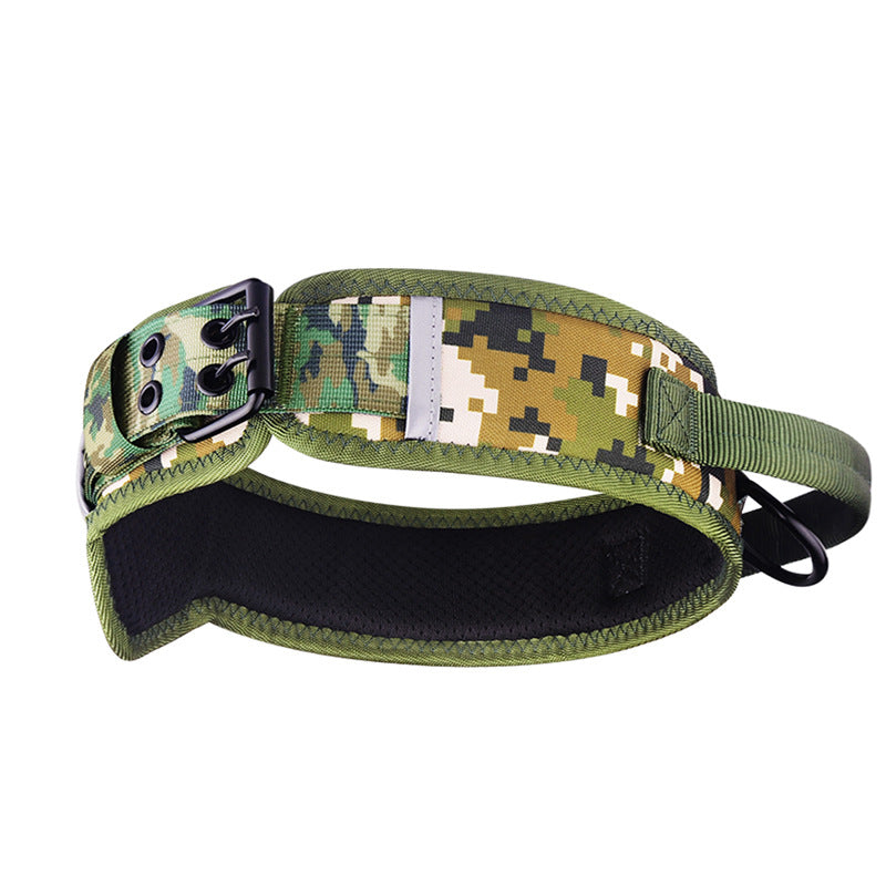 KFX-7069373 Camouflage Nylon Dog and Horse Collar in Military Green and Black, Sizes M-L-XL