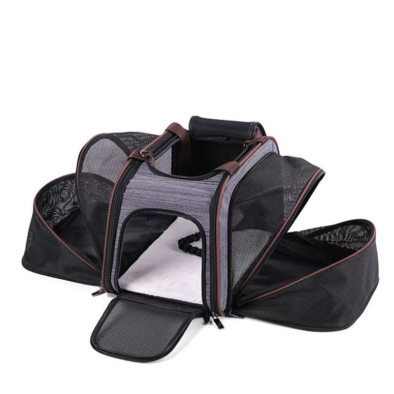 KFX-7069629 Portable Pet Carrier Bag in Blue Gray - One Size Fits All for Pets Up to 13 lbs with Matching Mat