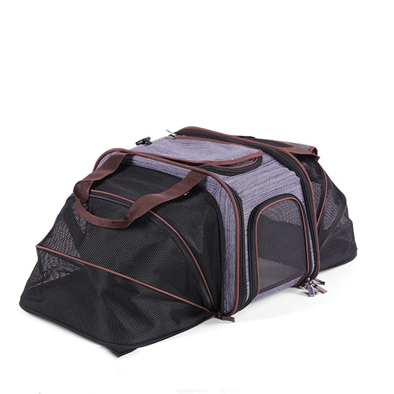 KFX-7069629 Portable Pet Carrier Bag in Blue Gray - One Size Fits All for Pets Up to 13 lbs with Matching Mat