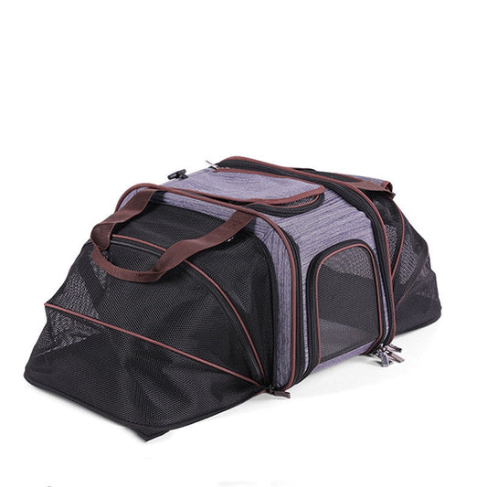 KFX-7069629 Portable Pet Carrier Bag in Blue Gray - One Size Fits All for Pets Up to 13 lbs with Matching Mat