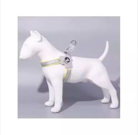KFX-7070013 Adjustable Reflective Pet Harness with Leash for Dogs and Cats – Comfortable No-Pull Design in Yellow