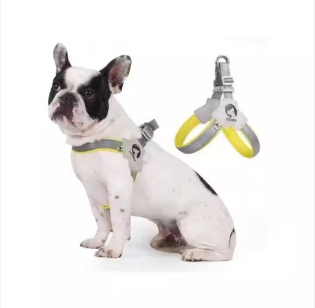 KFX-7070013 Adjustable Reflective Pet Harness with Leash for Dogs and Cats – Comfortable No-Pull Design in Yellow