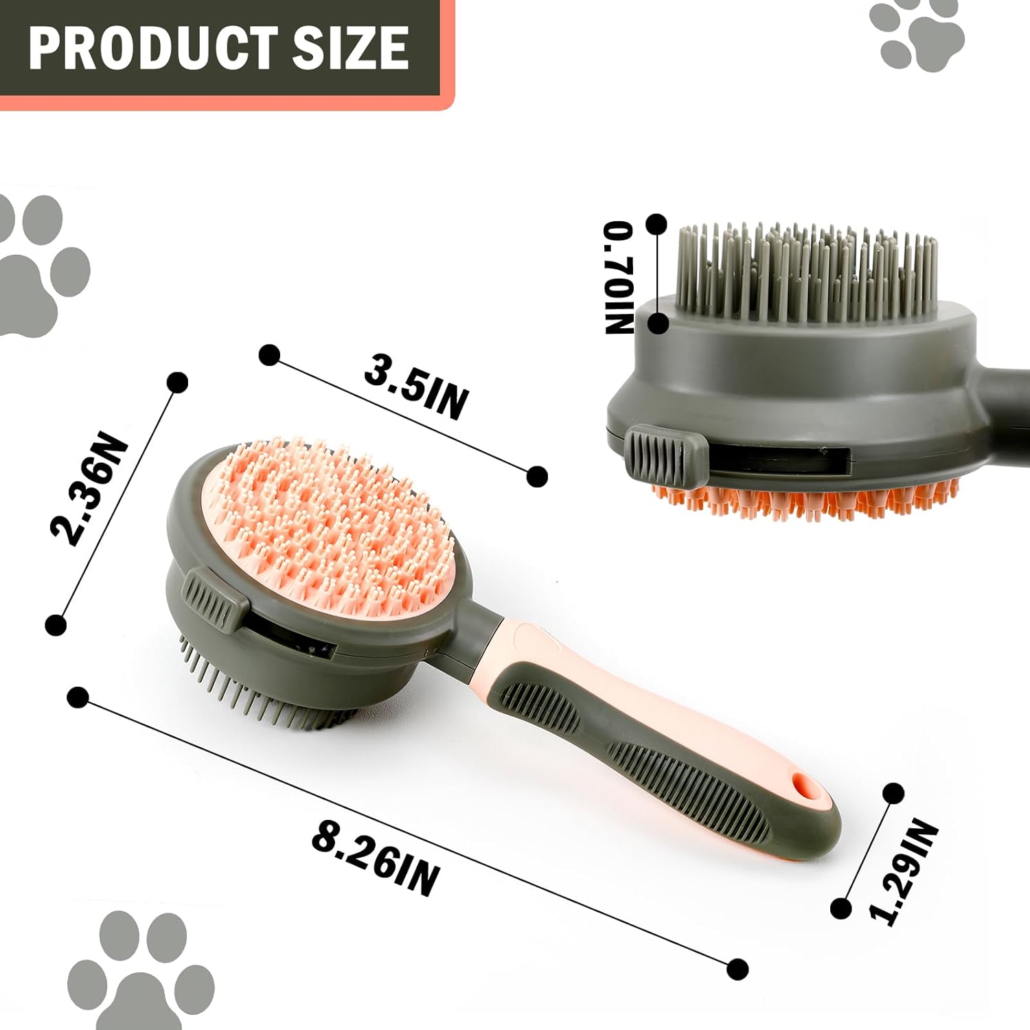 KFX-7070653 Double-Sided Cat Grooming Brush with Flea Comb for Shedding and Hair Removal