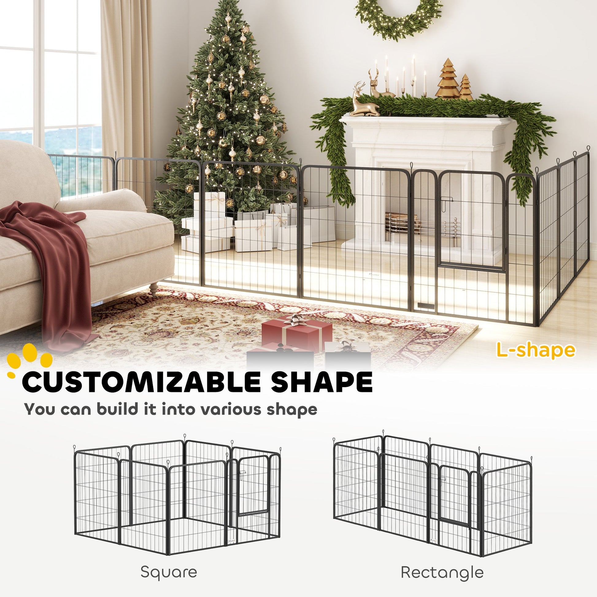 KFX-7071037 Heavy Duty 39 Inch 8 Panel Dog Playpen for Medium and Large Pets - Versatile Indoor/Outdoor Metal Fence
