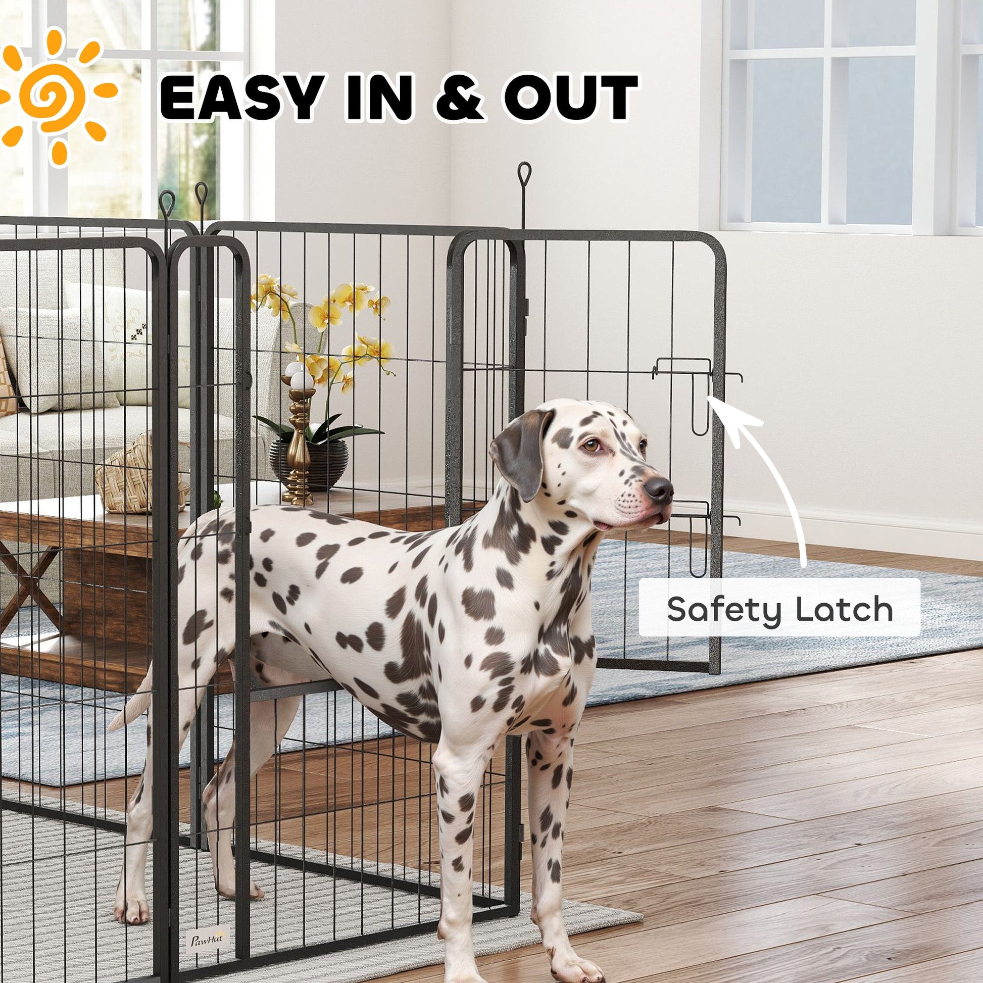 KFX-7071037 Heavy Duty 39 Inch 8 Panel Dog Playpen for Medium and Large Pets - Versatile Indoor/Outdoor Metal Fence