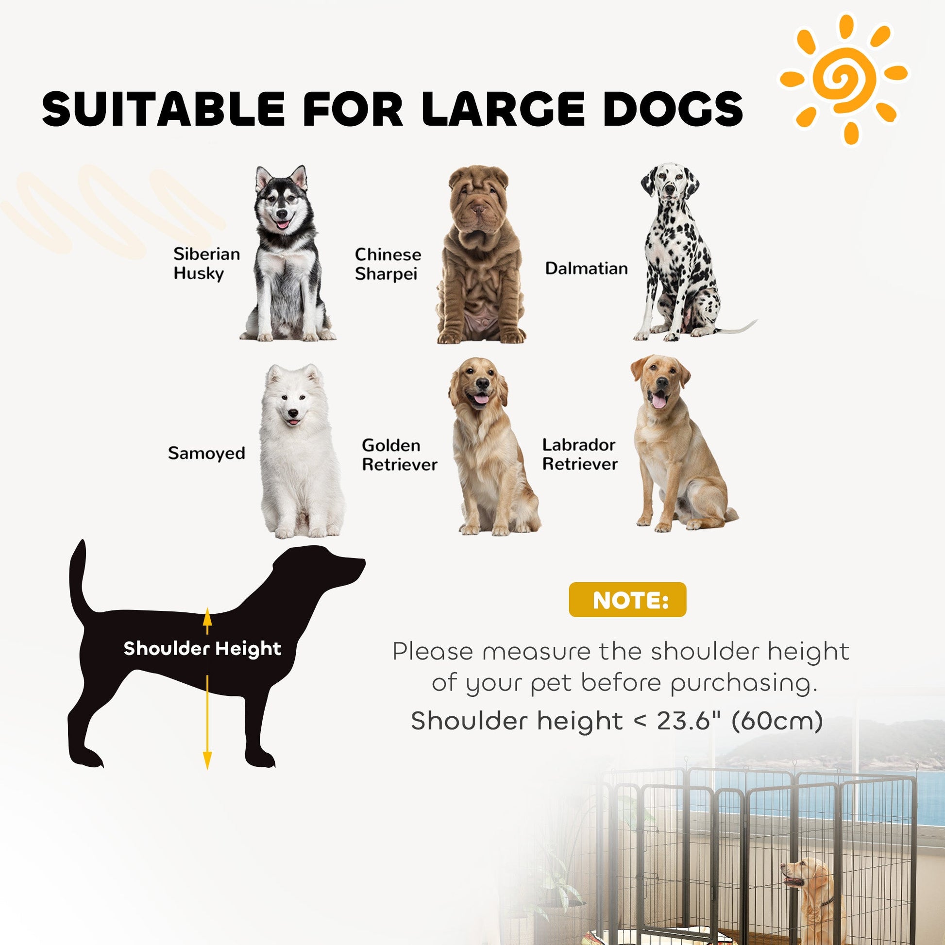 KFX-7071037 Heavy Duty 39 Inch 8 Panel Dog Playpen for Medium and Large Pets - Versatile Indoor/Outdoor Metal Fence
