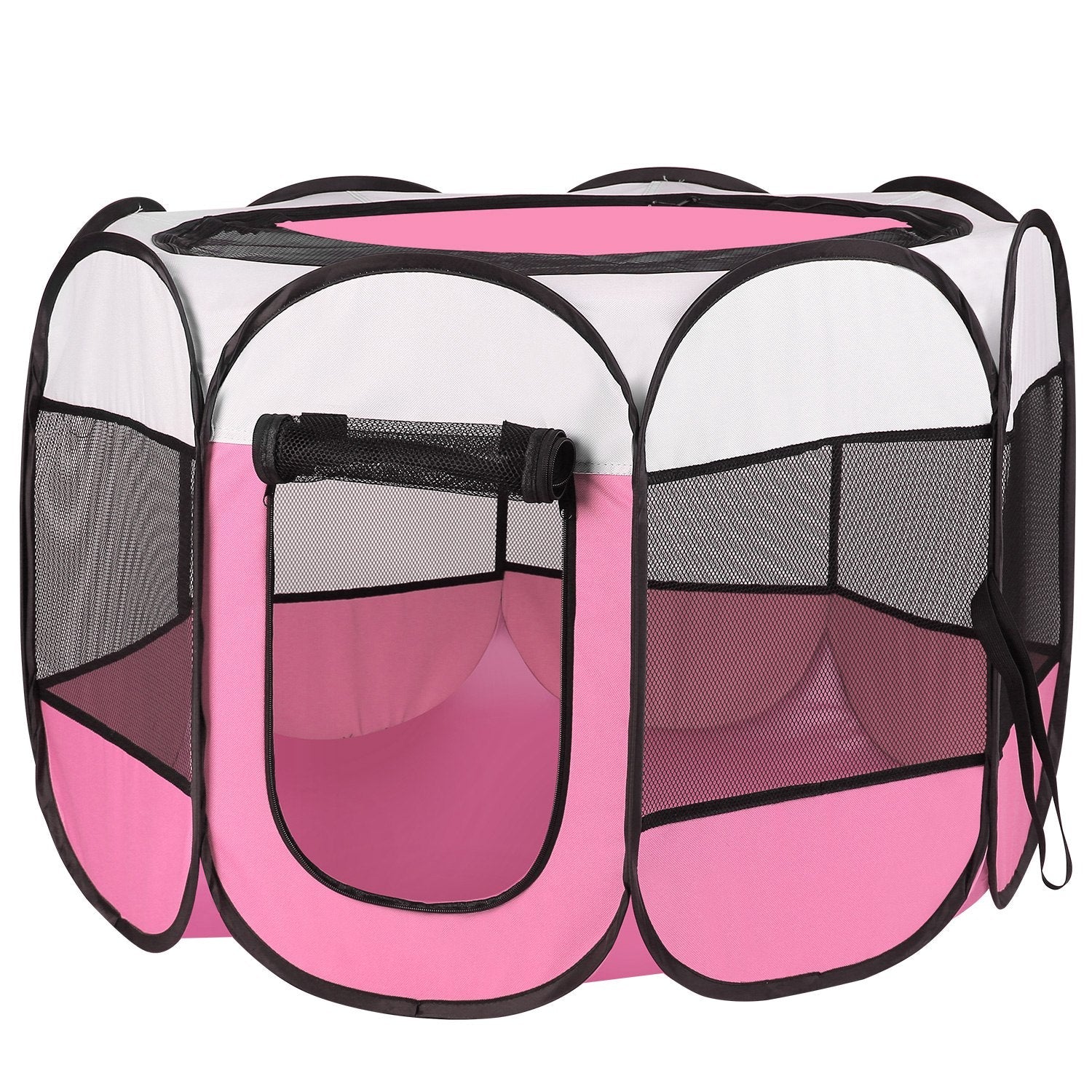 KFX-7072189 Portable Foldable Pet Tent Exercise Pen with Zippered Top and Bottom - Water Resistant Indoor/Outdoor Use for Dogs, Cats, and Other Pets