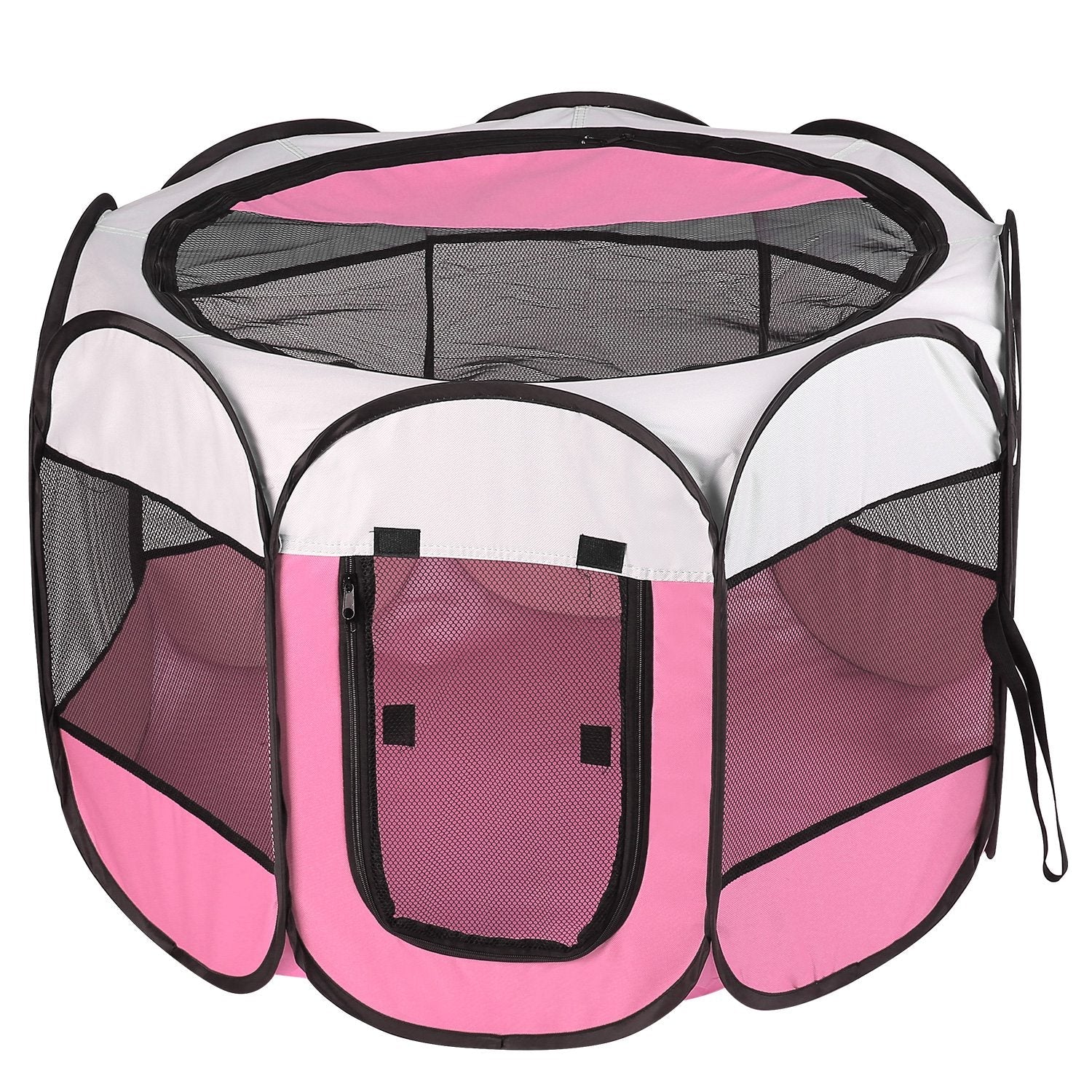 KFX-7072189 Portable Foldable Pet Tent Exercise Pen with Zippered Top and Bottom - Water Resistant Indoor/Outdoor Use for Dogs, Cats, and Other Pets