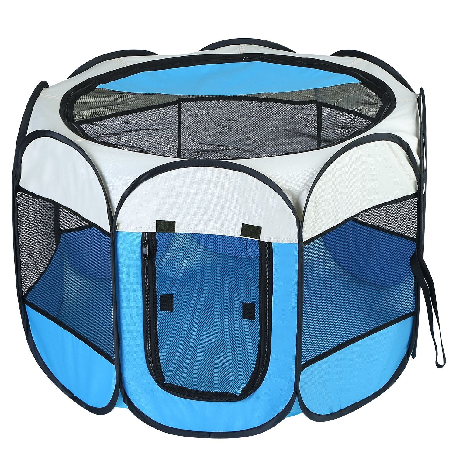 KFX-7072189 Portable Foldable Pet Tent Exercise Pen with Zippered Top and Bottom - Water Resistant Indoor/Outdoor Use for Dogs, Cats, and Other Pets