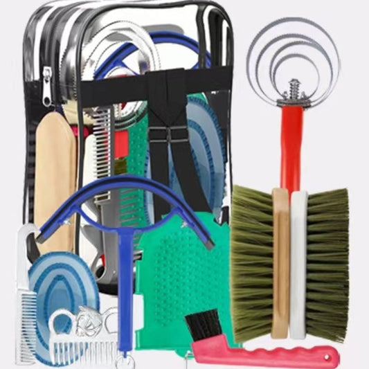 KFX-7074621 Equestrian Supplies Complete Horse Grooming Brush Set with Storage Bag