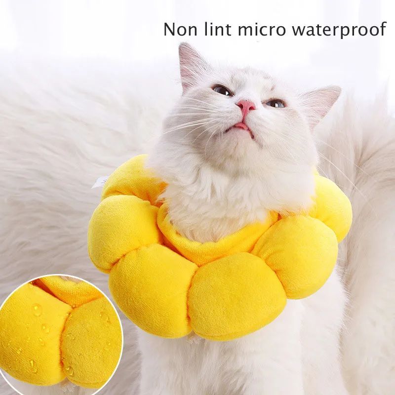KFX-7075133 Comfortable Cotton Neck Collar for Cats and Dogs - Anti-Licking and Bite Protection, Adjustable Fit for Recovery