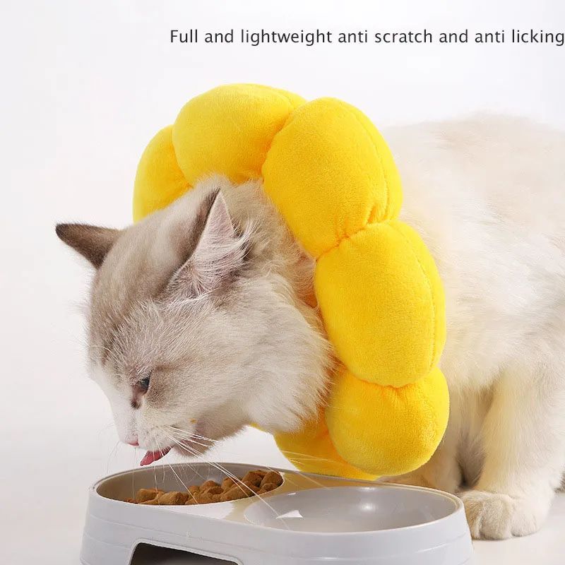 KFX-7075133 Comfortable Cotton Neck Collar for Cats and Dogs - Anti-Licking and Bite Protection, Adjustable Fit for Recovery