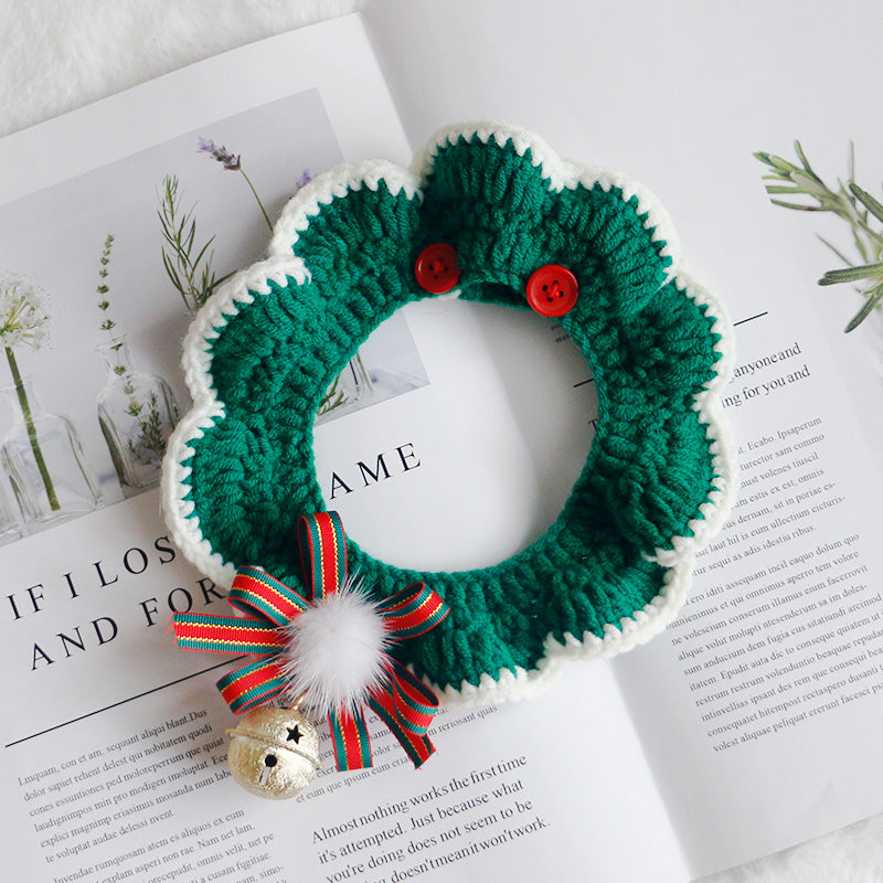 KFX-7075389 Christmas-Themed Knitted Scarf with Bells and Decorative Ribbons in Various Colors
