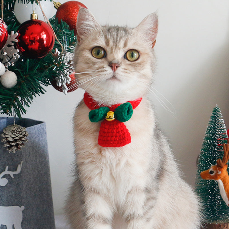 KFX-7075389 Christmas-Themed Knitted Scarf with Bells and Decorative Ribbons in Various Colors