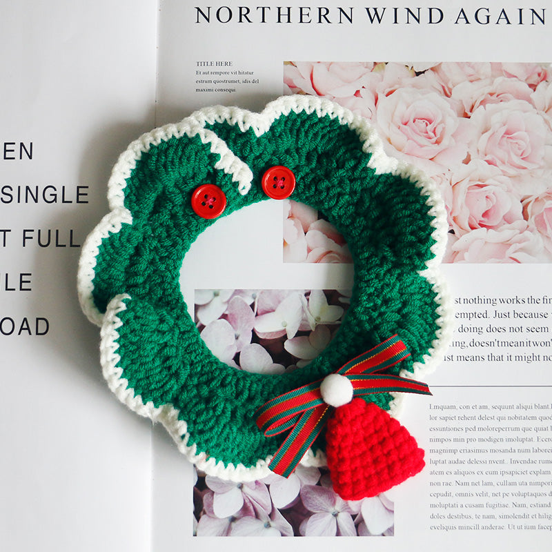 KFX-7075389 Christmas-Themed Knitted Scarf with Bells and Decorative Ribbons in Various Colors