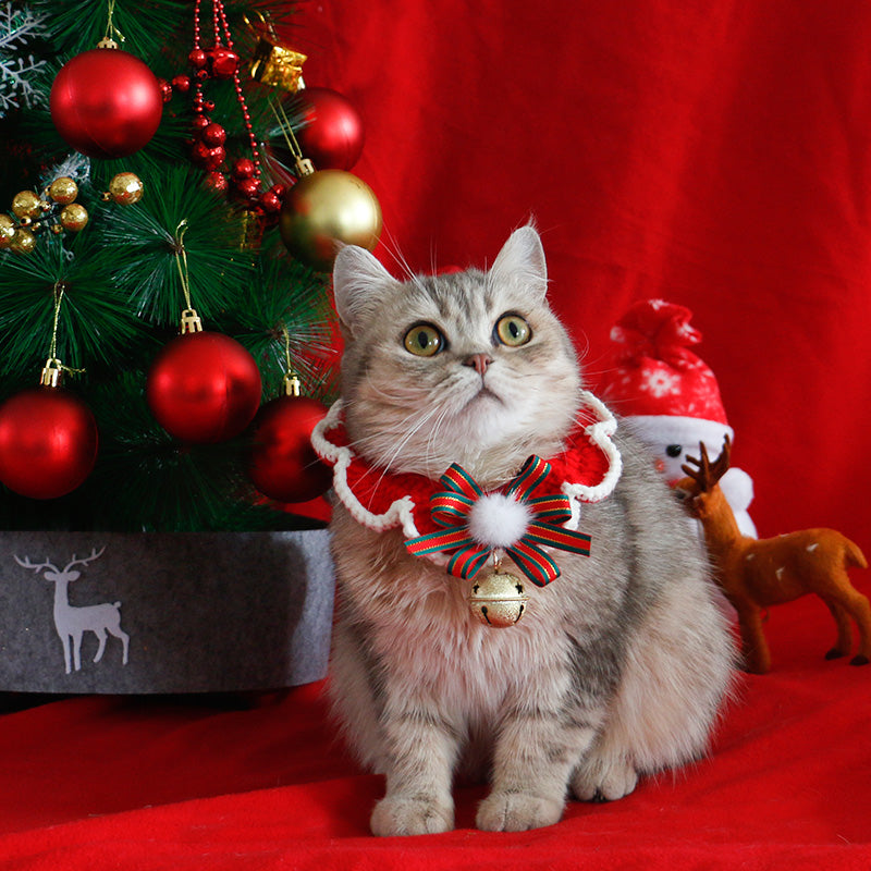 KFX-7075389 Christmas-Themed Knitted Scarf with Bells and Decorative Ribbons in Various Colors
