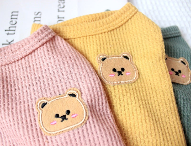 KFX-7075517 Casual Thin T-Shirt for Dogs and Cats in Pink, Yellow, and Green - Soft Cotton-Polyester Fabric, Multiple Sizes Available