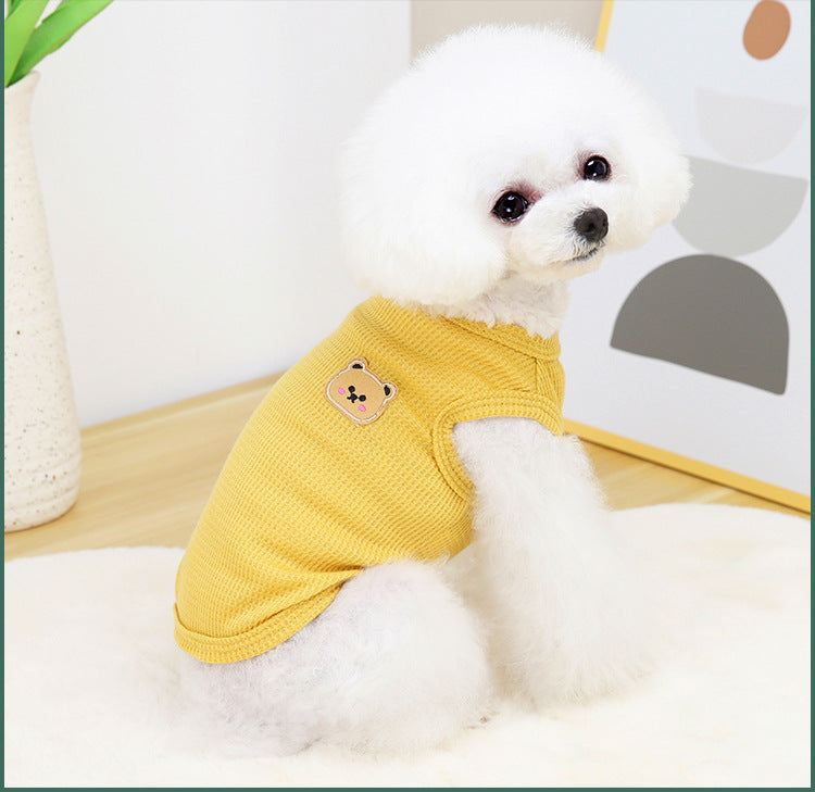 KFX-7075517 Casual Thin T-Shirt for Dogs and Cats in Pink, Yellow, and Green - Soft Cotton-Polyester Fabric, Multiple Sizes Available