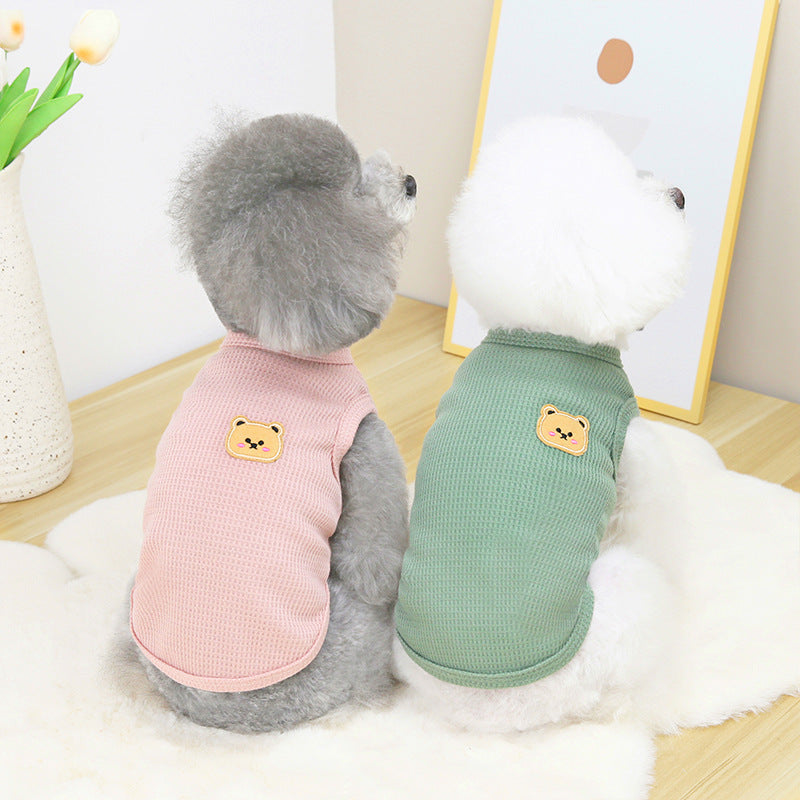 KFX-7075517 Casual Thin T-Shirt for Dogs and Cats in Pink, Yellow, and Green - Soft Cotton-Polyester Fabric, Multiple Sizes Available