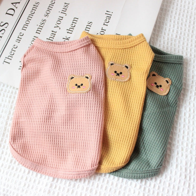 KFX-7075517 Casual Thin T-Shirt for Dogs and Cats in Pink, Yellow, and Green - Soft Cotton-Polyester Fabric, Multiple Sizes Available