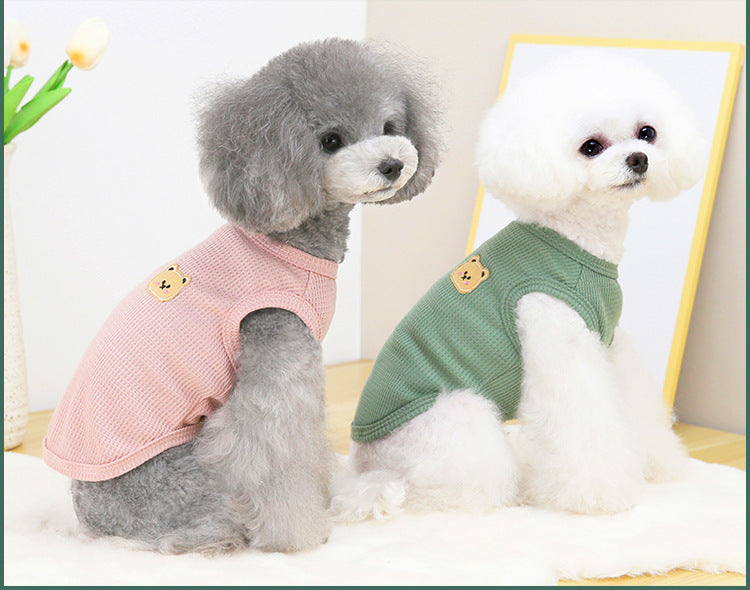 KFX-7075517 Casual Thin T-Shirt for Dogs and Cats in Pink, Yellow, and Green - Soft Cotton-Polyester Fabric, Multiple Sizes Available