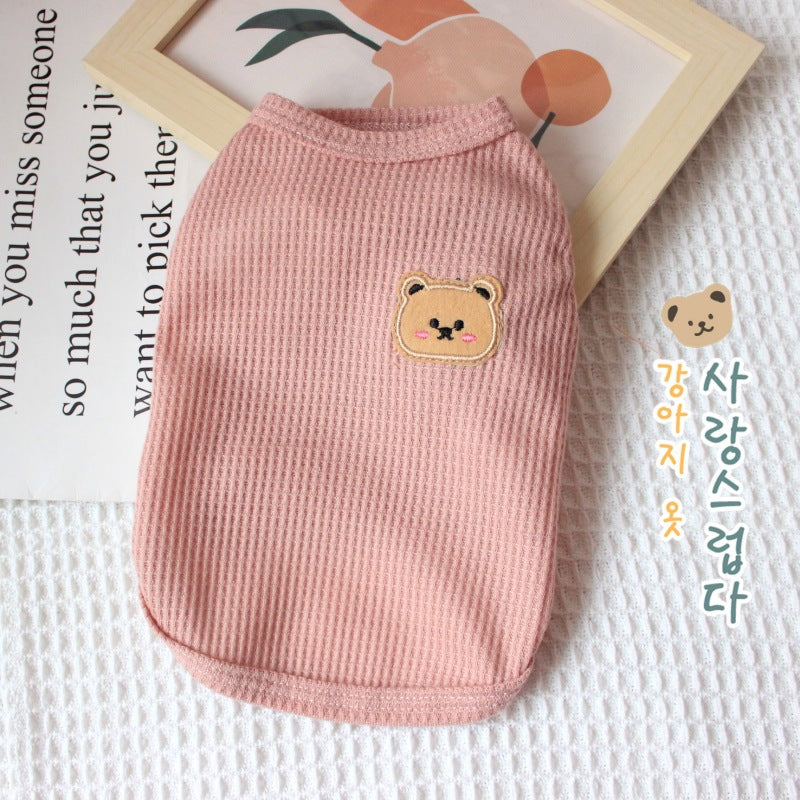 KFX-7075517 Casual Thin T-Shirt for Dogs and Cats in Pink, Yellow, and Green - Soft Cotton-Polyester Fabric, Multiple Sizes Available