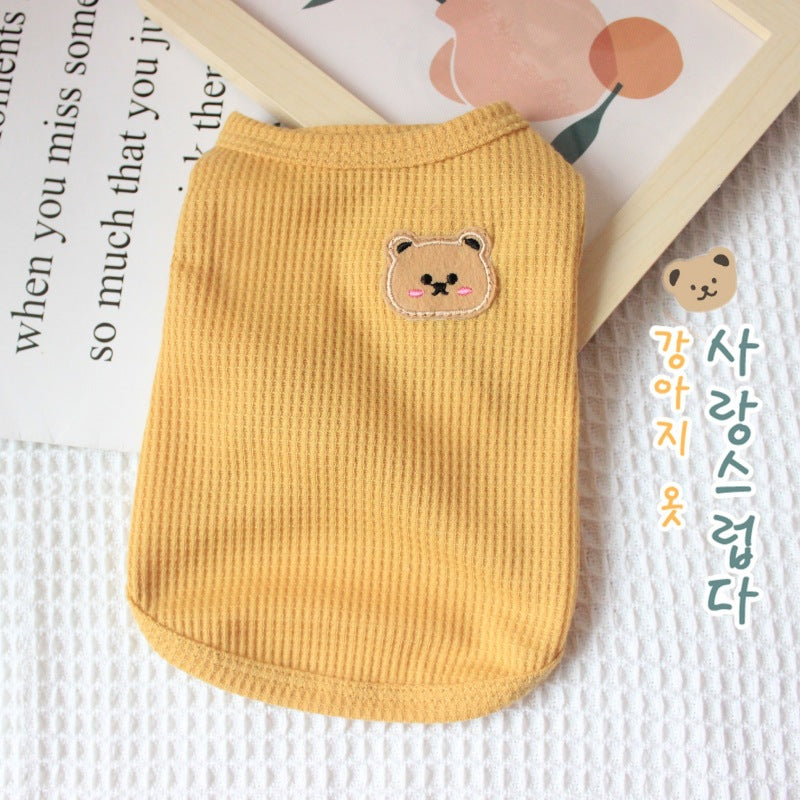 KFX-7075517 Casual Thin T-Shirt for Dogs and Cats in Pink, Yellow, and Green - Soft Cotton-Polyester Fabric, Multiple Sizes Available
